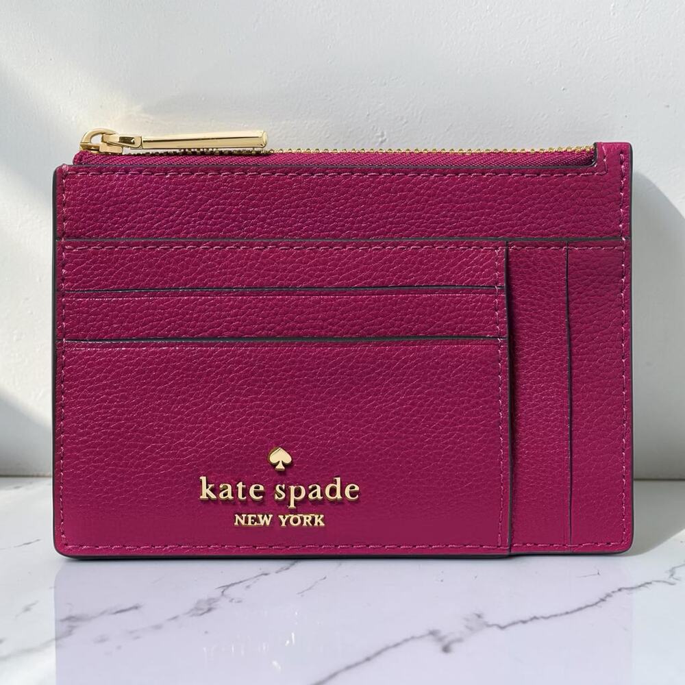 NWT Kate Spade Large Slim Card Holder Wallet Dark Raspberry Leather KP227